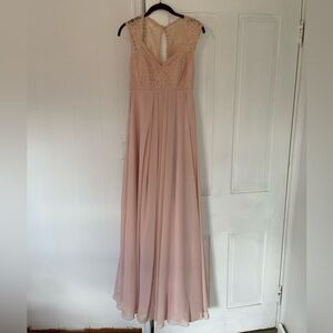 Mori Lee Lace Blush Pink Chiffon Bridesmaid/formal Dress